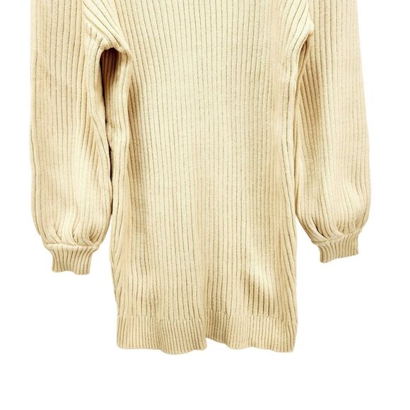 Anrabess Womens Ribbed Knit Turtleneck Sweater Dress Size XL Beige - Picture 5 of 12